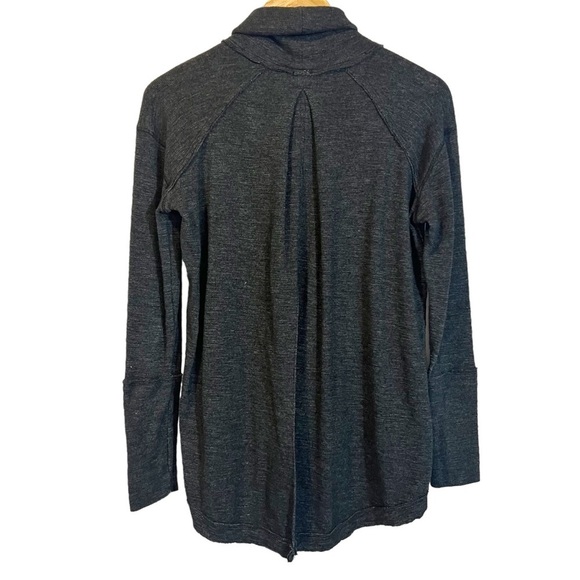 Free People We The Free Charcoal Gray Split Back Turtleneck Sweater S Cozy Comfy - Picture 2 of 5